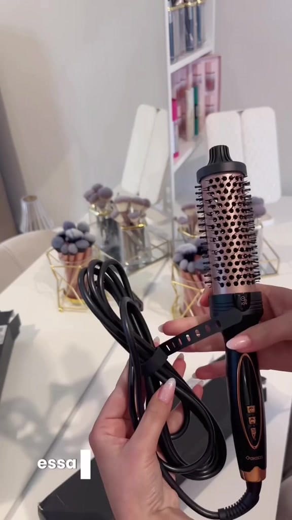 Escova Modeladora GOKOCO Bivolt com Íons Negativos — Cachos e Ondas Sem Frizz