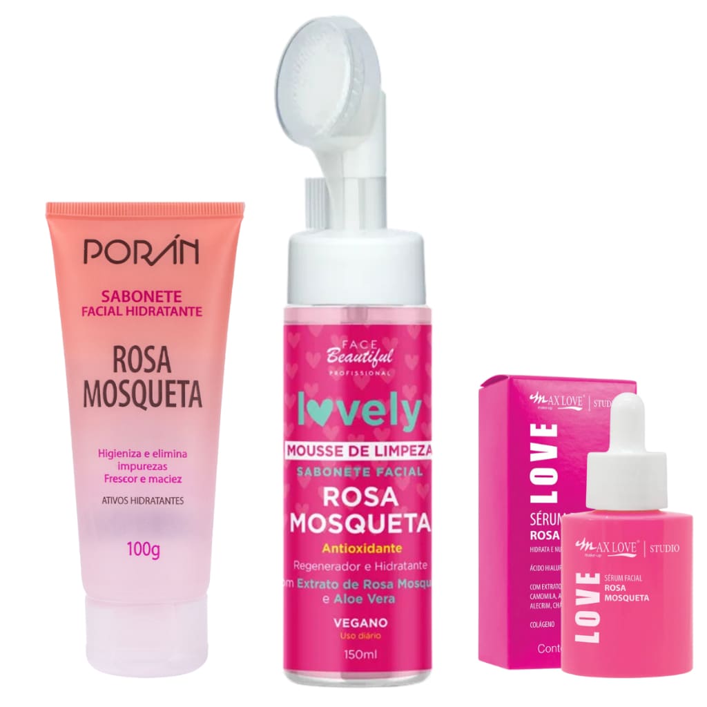 🌹Kit Skincare Rosa Mosqueta para Limpeza e Hidratação Facial ✨