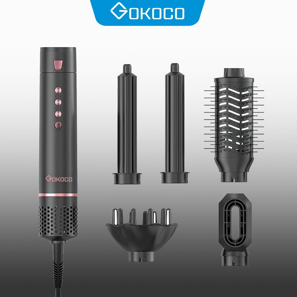 Escova Secadora GOKOCO 5 em 1 Bivolt — Seu Kit Completo para Cabelos de Salão em Casa