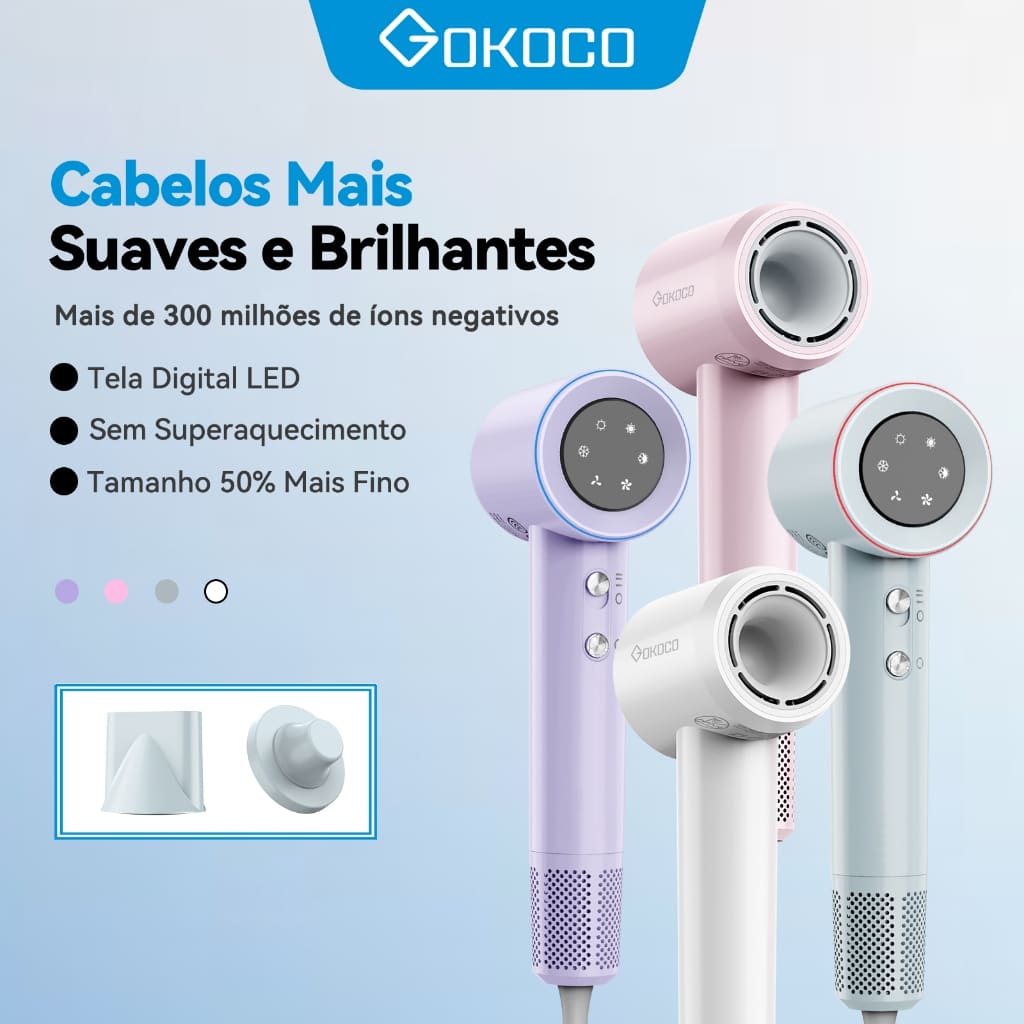 Secador Profissional GOKOCO 1500W Alta Velocidade — Seque Mais Rápido, Compre Agora!