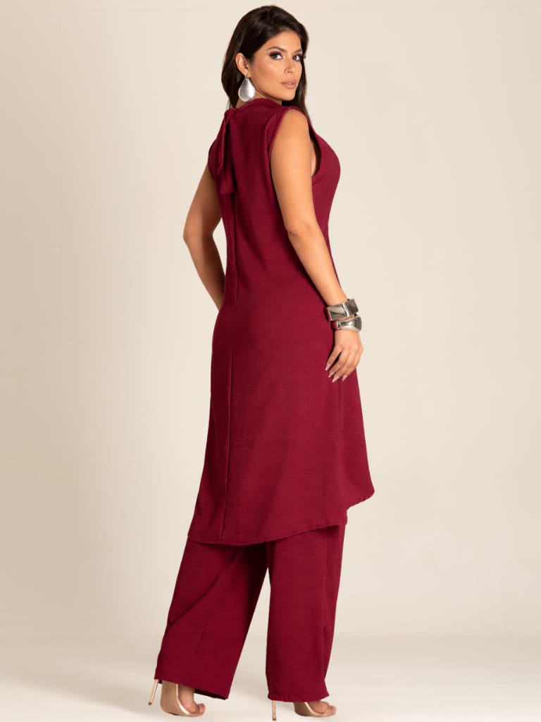 ✨ Conjunto Feminino em Crepe Dunas com Blusa e Calça Pantalona Wide Leg 👚👖