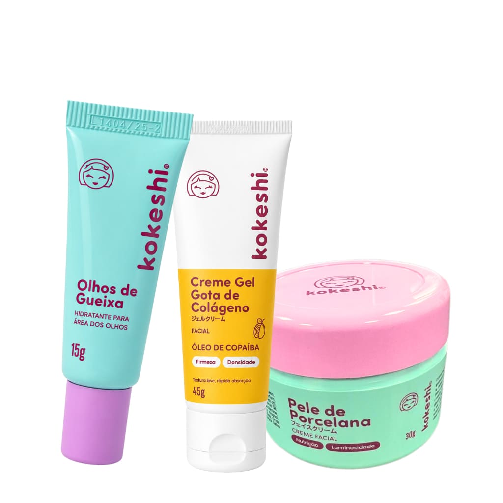 ✨ Kit Facial Kokeshi 3 Passos: Hidratação e Brilho Natural 🌸
