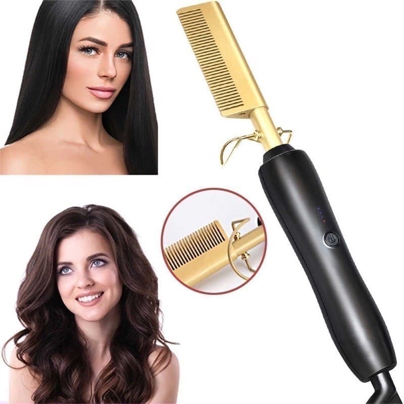 Pente Elétrico Profissional 3 Temperaturas — Alisa, Modelo e Reduz o Frizz.