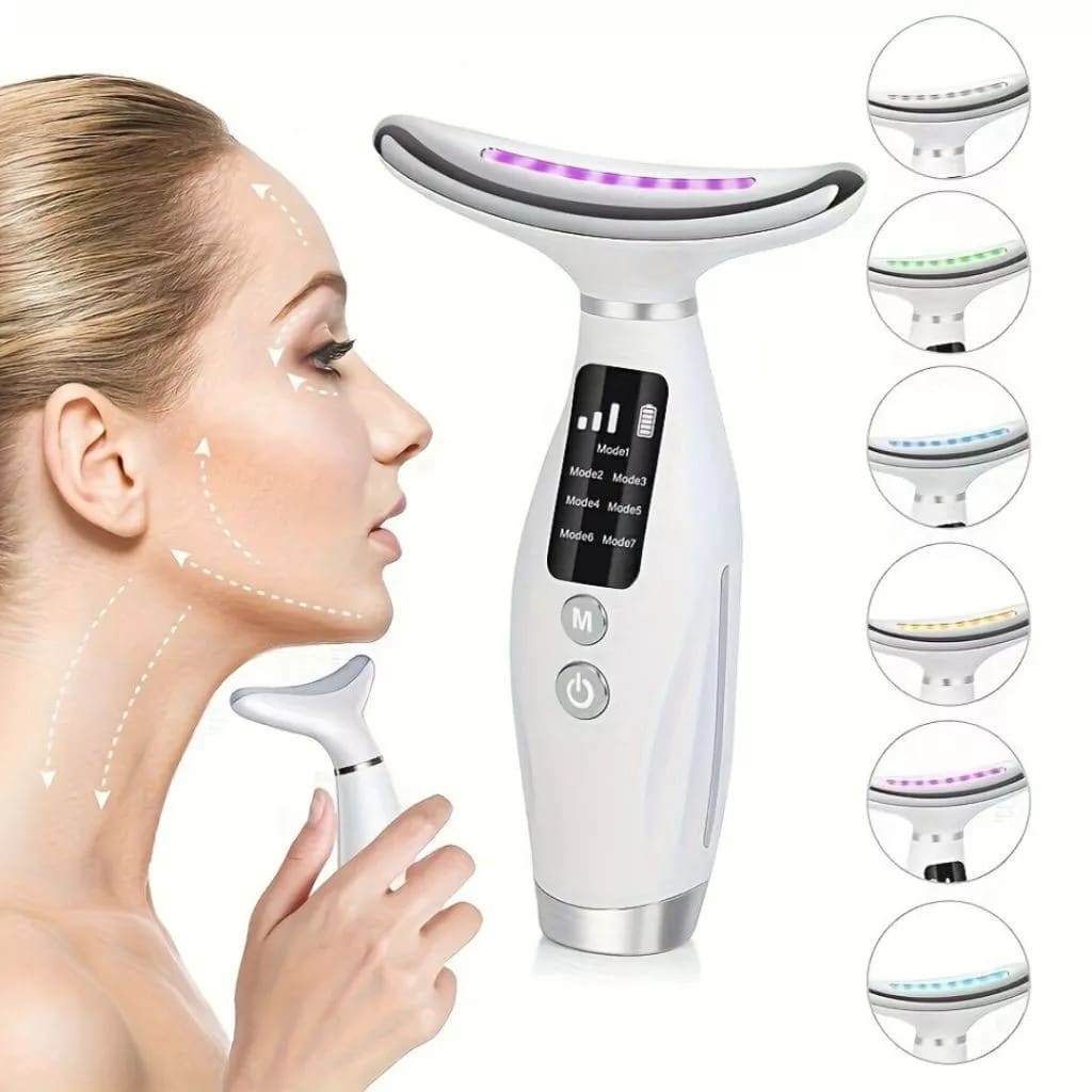 💆‍♀️ Massageador Facial e Pescoço com LED 7 Cores — Tecnologia para sua Rotina de Beleza! 🌈