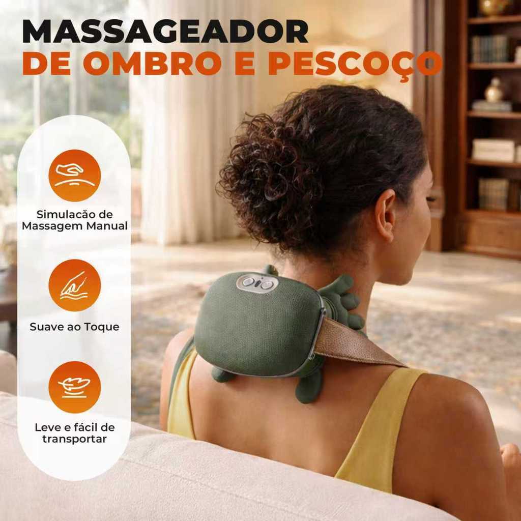 🔥 Massageador 4D para Pescoço e Ombros com Aquecimento — Relaxamento Profundo em Casa! 💆‍♀️
